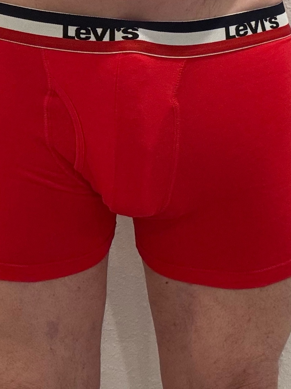 Levi's Men's Bright Red Cotton Boxer Briefs with Branded Waistband